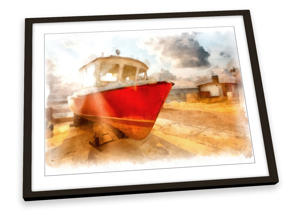 Fishing Boat Watercolour Framed