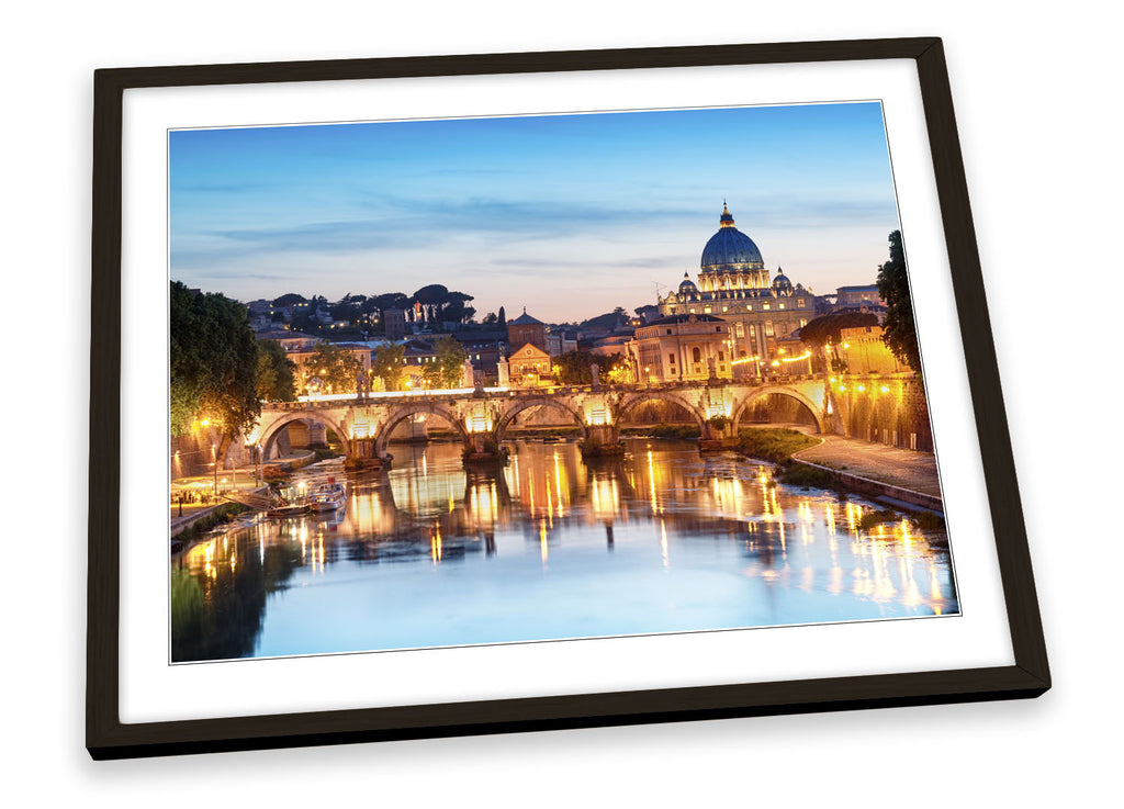 Rome Italy City Bridge River Framed