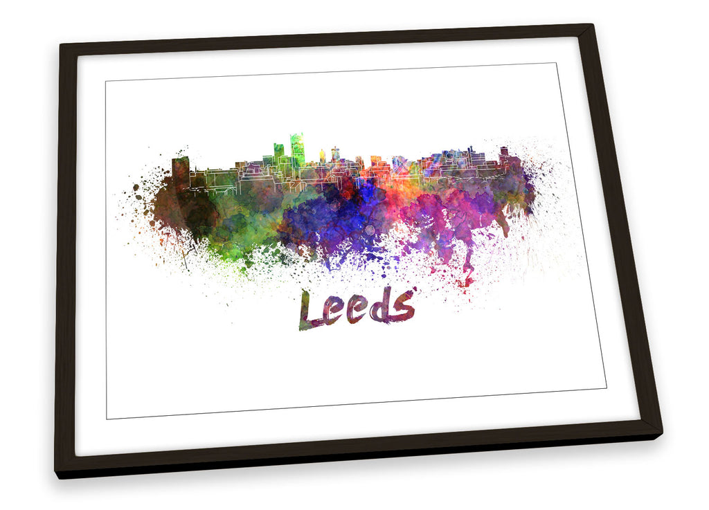Leeds Watercolour Skyline Framed