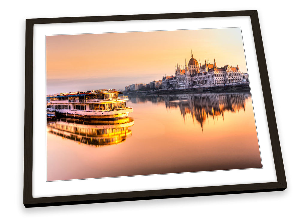 Budapest Hungary Sunset Orange Framed