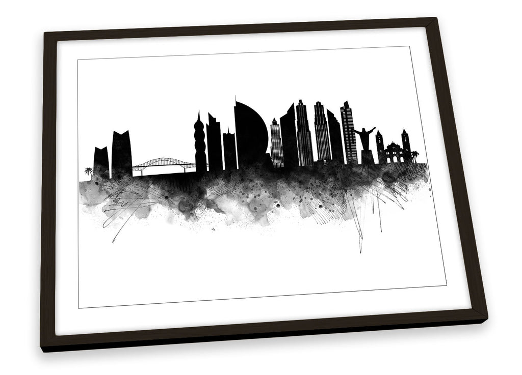 Panama City Abstract Skyline Black Framed