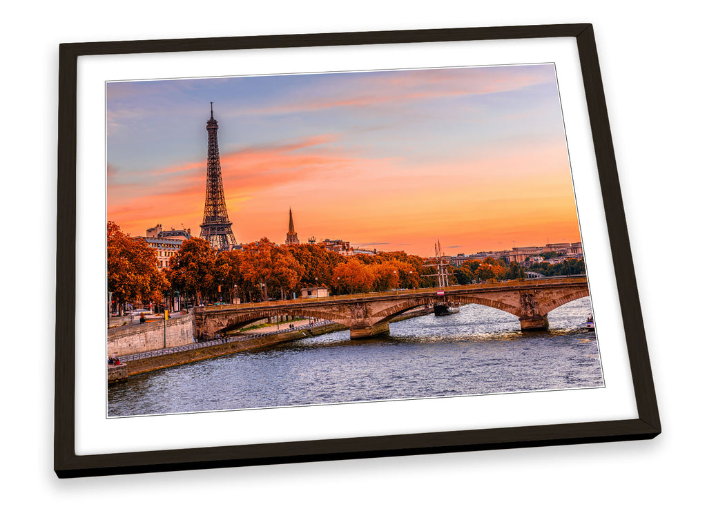 Eiffel Tower Sunset River Seine Framed