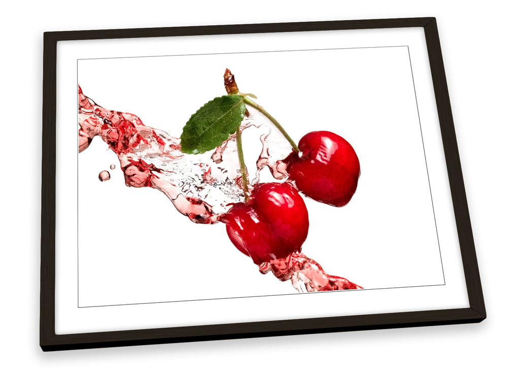 Red Cherry Fruit Splash Kitchen Framed