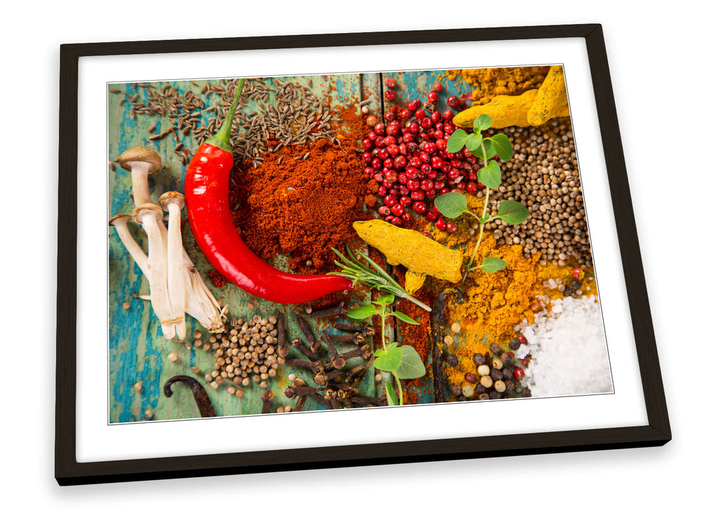 Spices Herbs Chilli Kitchen cafe Framed