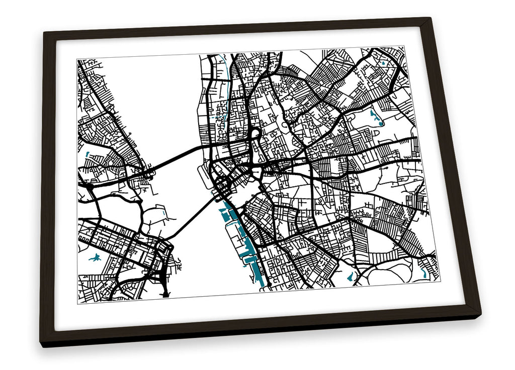 Liverpool Map City Minimalistic Modern Framed