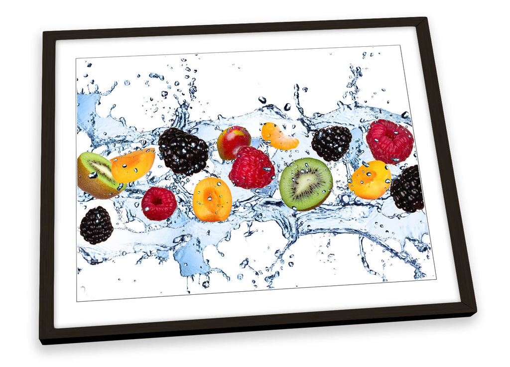 Fresh Fruit Splash Kitchen Multi-Coloured Framed