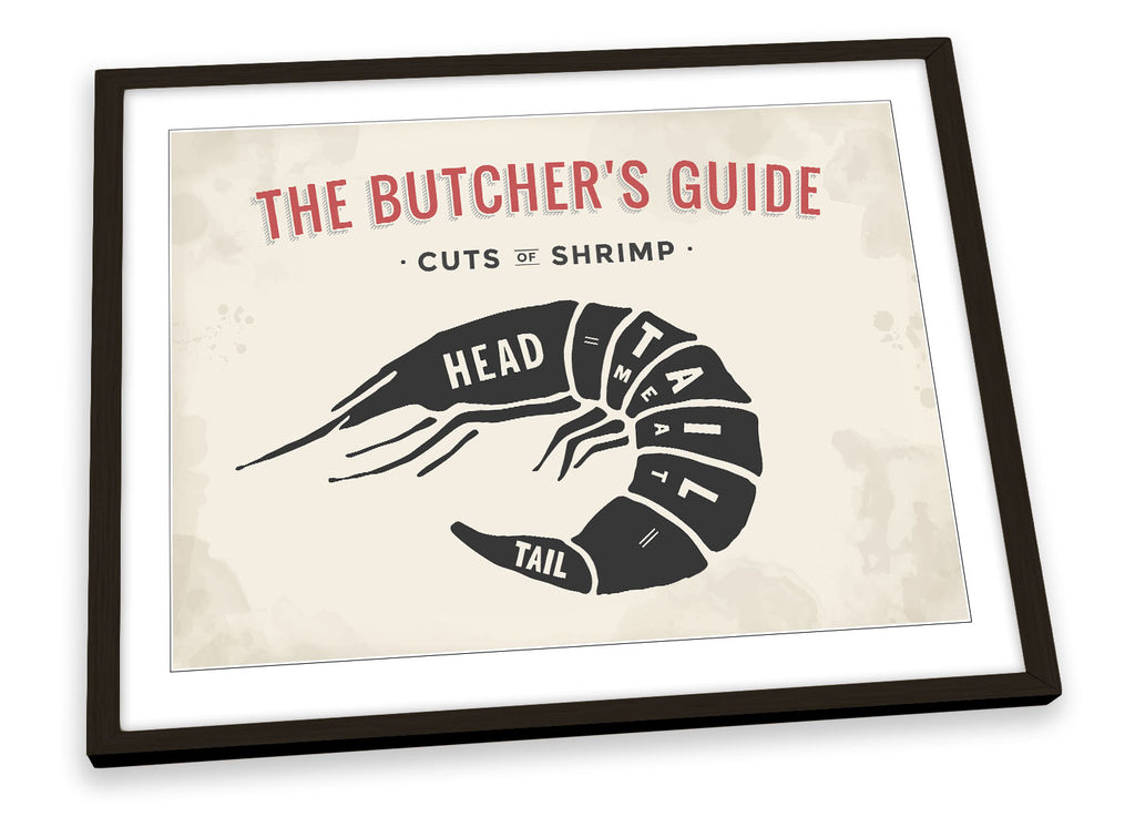 The Butcher's Cuts Guide Shrimp Beige Framed