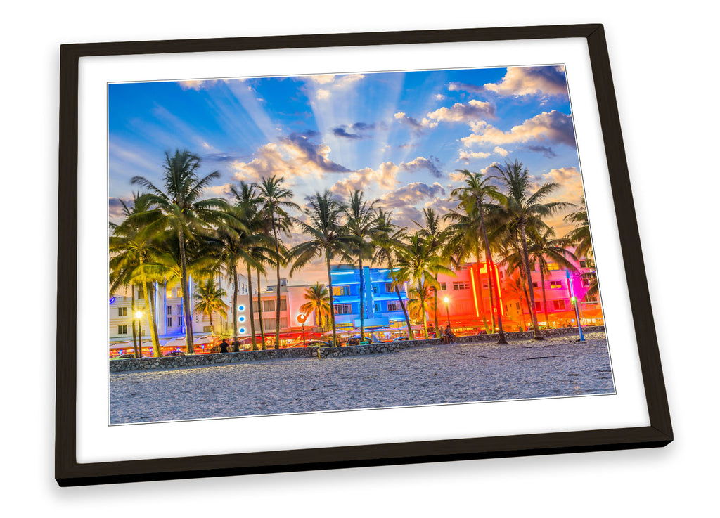 Miami Beach Florida Multi-Coloured Framed