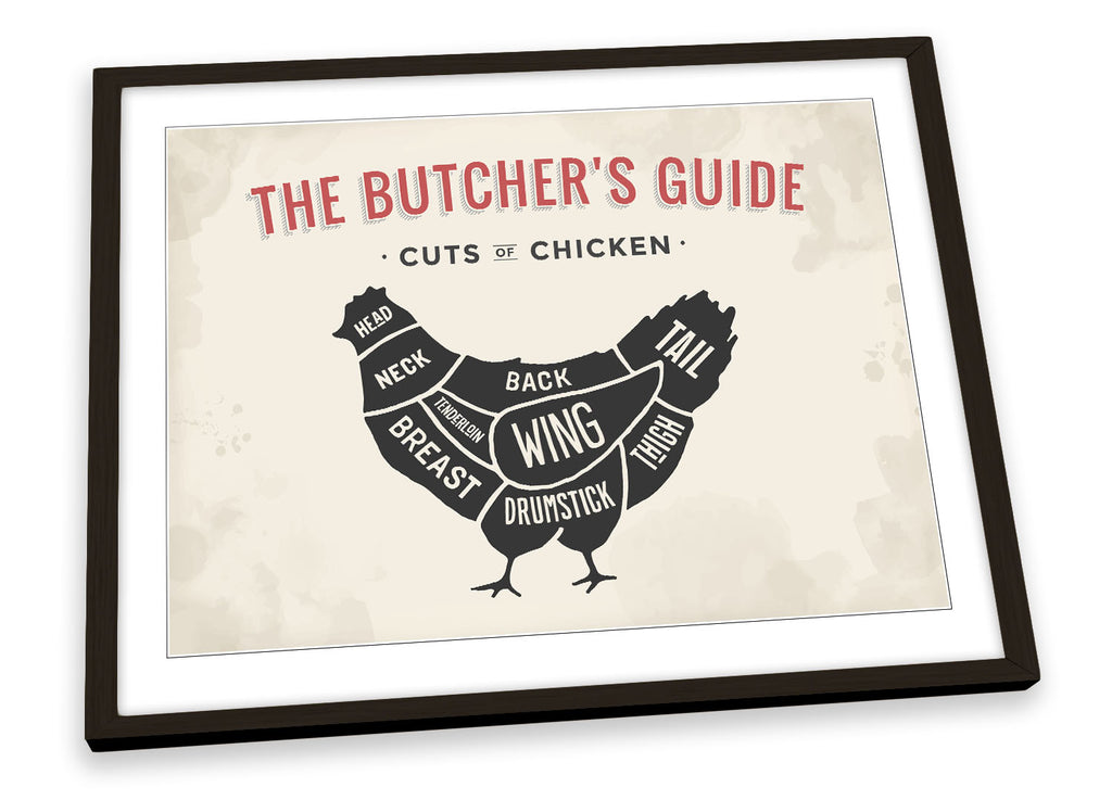 The Butcher's Cuts Guide Chicken Beige Framed
