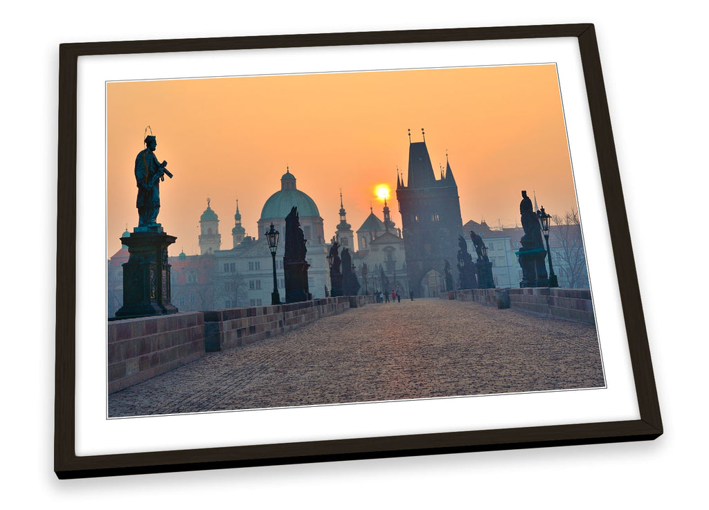 Prague St Charles Bridge Sunset Framed