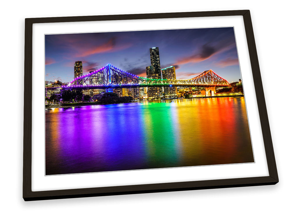 Rainbow Bridge Brisbane Multi-Coloured Framed