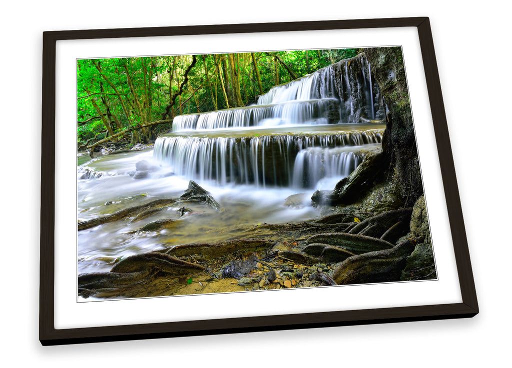 Forest Waterfall Cascading Framed