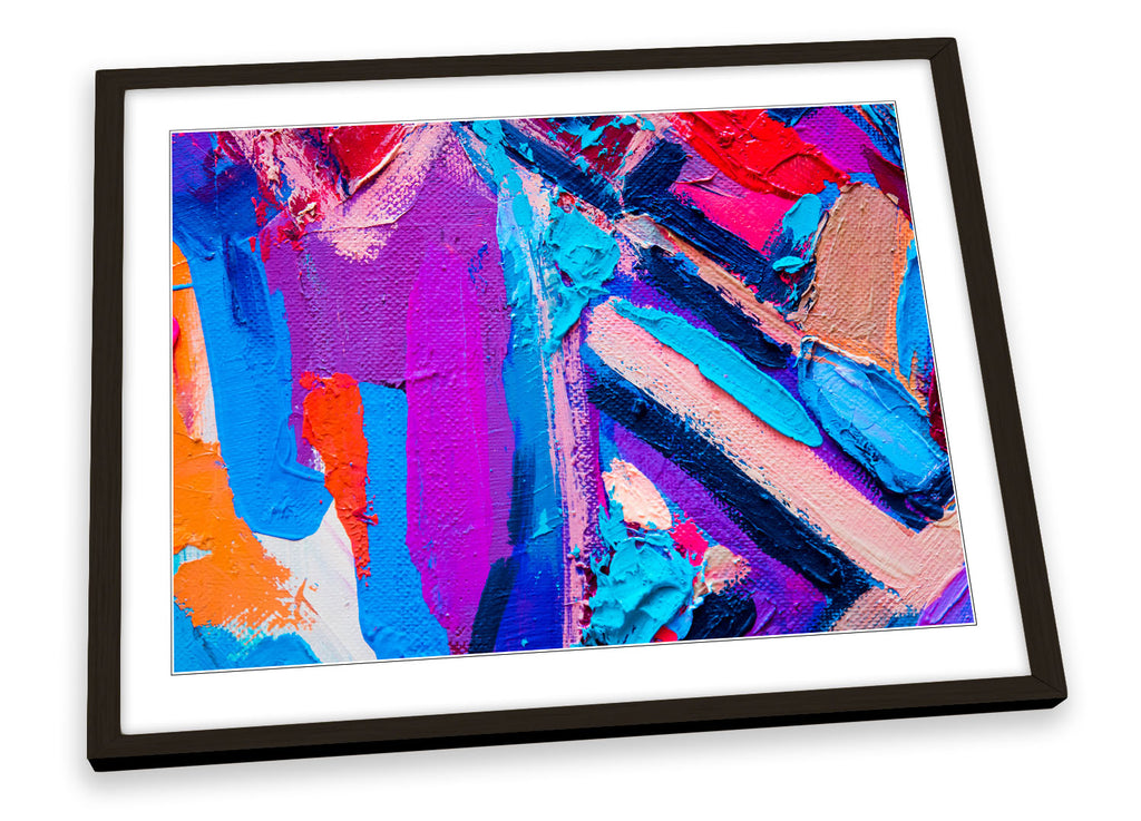 Purple Blue Abstract Strokes Framed