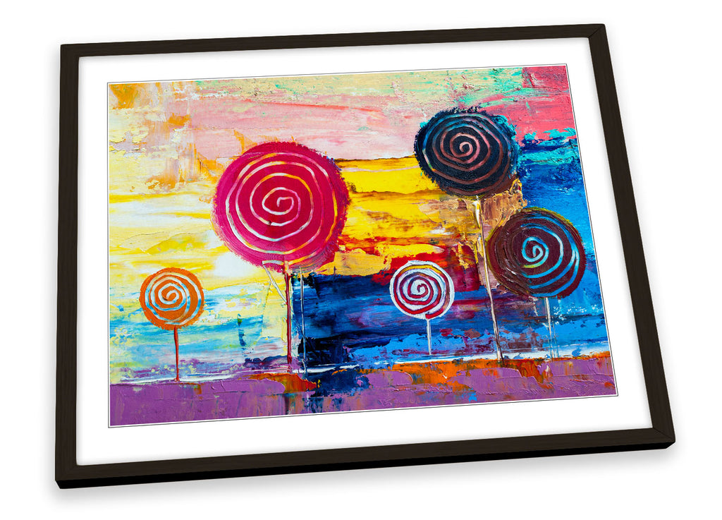 Circle Trees Abstract Multi-Coloured Framed