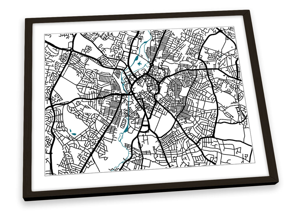 Leciester Map City Minimalistic Modern Framed