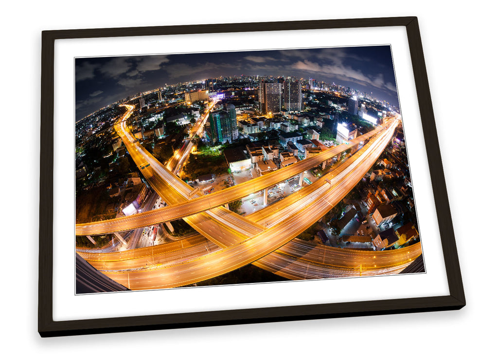 Bangkok Highway City Skyline Framed