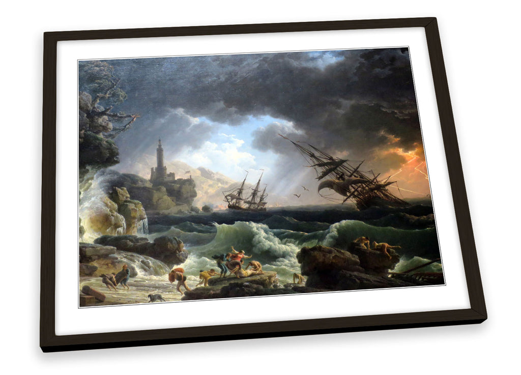 Joseph Vernet Shipwreck in Stormy Seas Framed