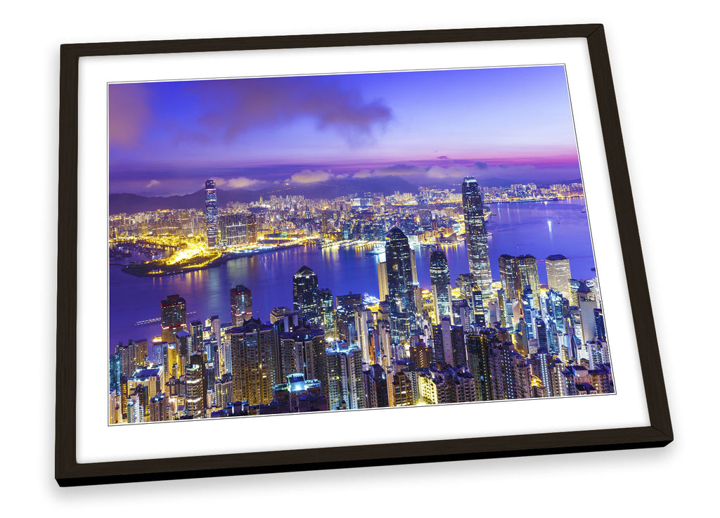 Hong Kong City Harbour Skyline Framed