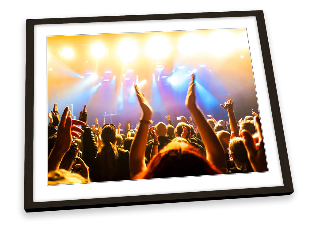 Crowd Rock Concert Music Multi-Coloured Framed