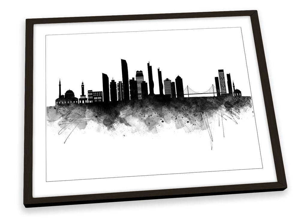 Izmir Abstract City Skyline Black Framed