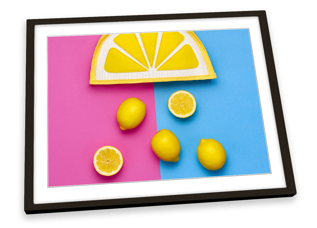 Lemon Slices Fruit Kitchen Multi-Coloured Framed