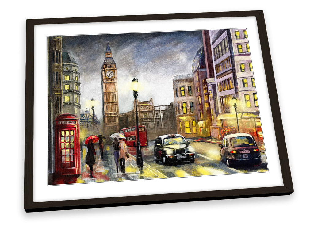 London Cityscape Painting Multi-Coloured Framed