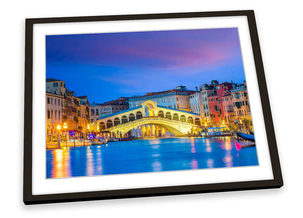 Rialto Bridge Venice Italy Blue Framed