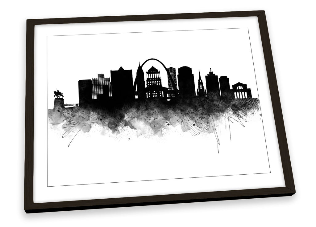 St Louis Abstract City Skyline Black Framed