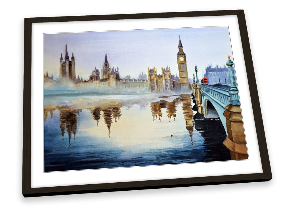 Big Ben London Watercolour Repro Framed