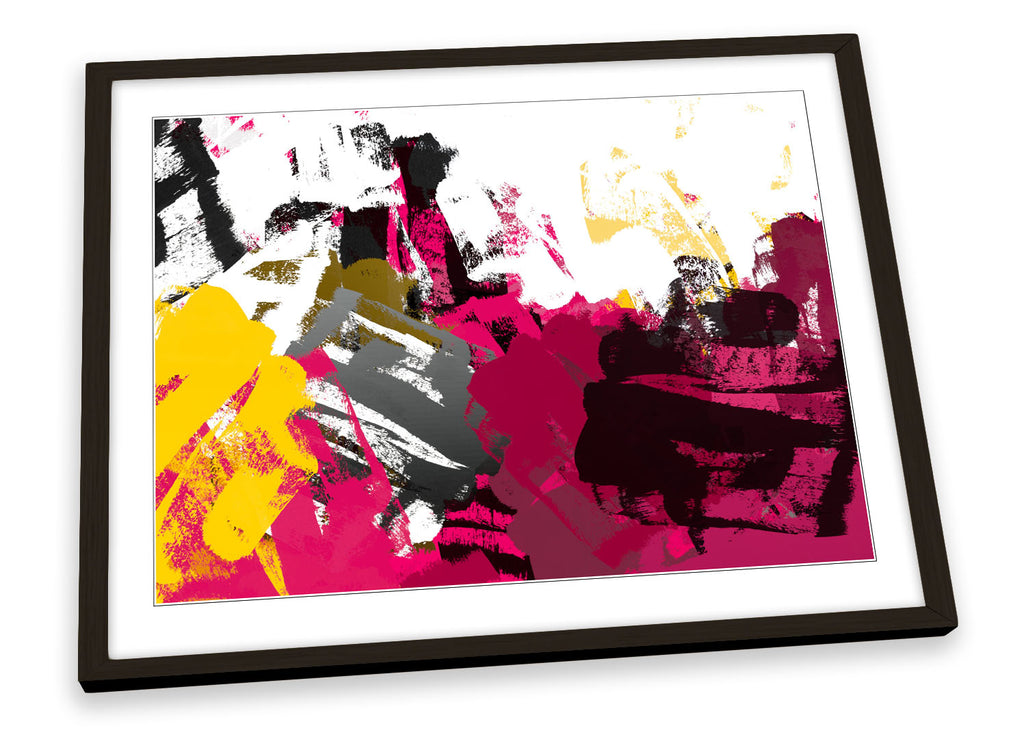 Grunge Modern Strokes Multi-Coloured Framed