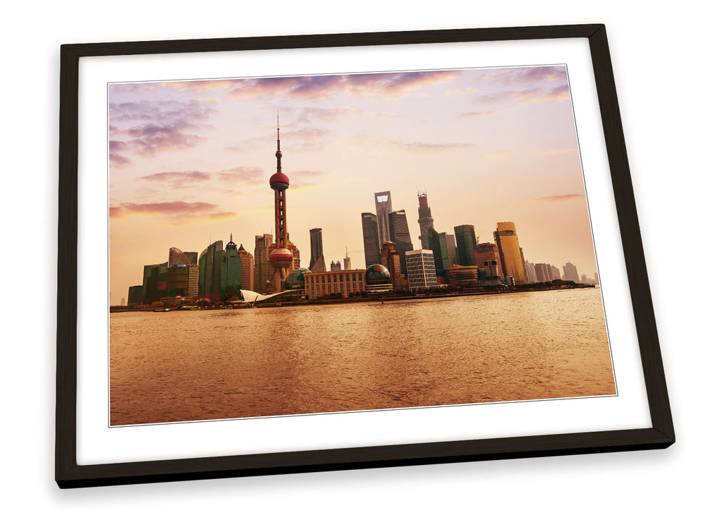 Shanghai China Skyline City Framed