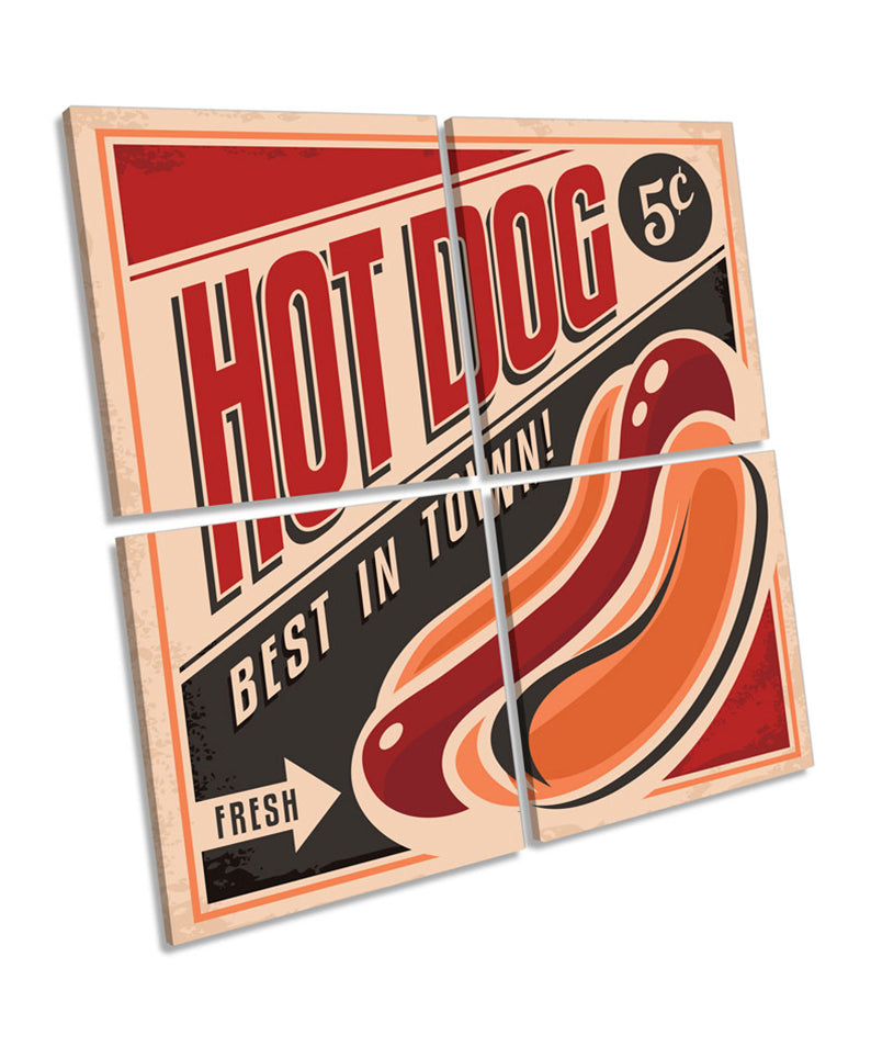 Fresh Hot Dogs Retro Vintage