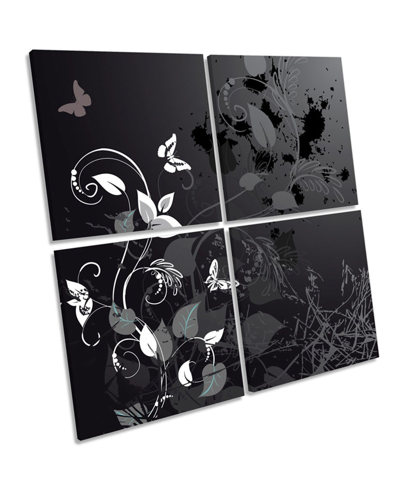 Floral Vines Butterfly Grunge Flowers