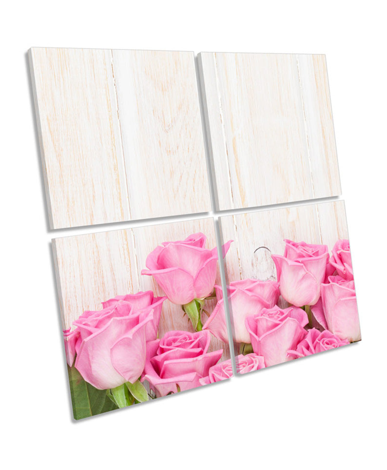 Pink Flowers Floorboards Floral