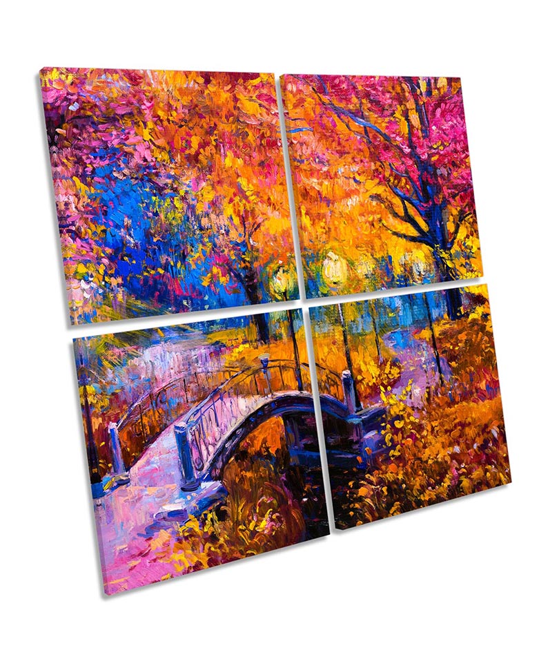Floral Autumn Bridge Landscape