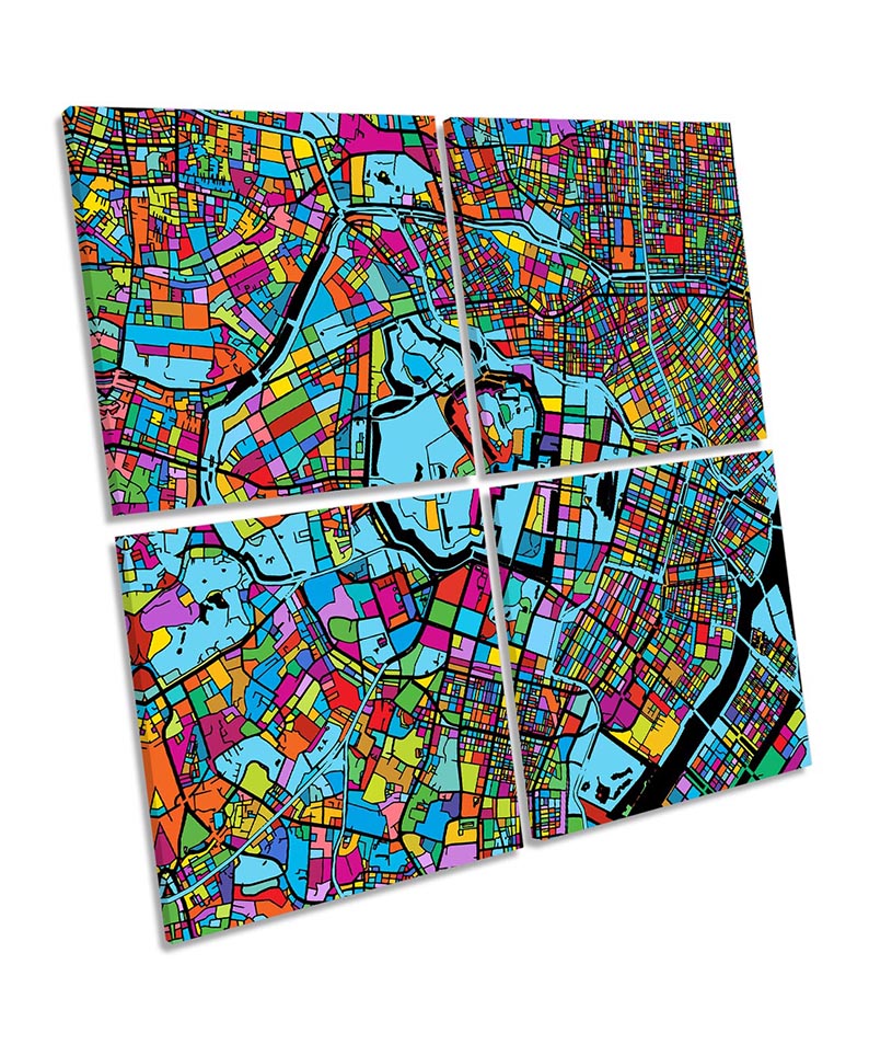 Tokoyo City Modern Map Multi-Coloured