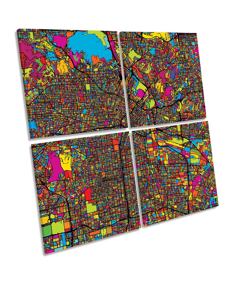 Los Angeles Modern Map Multi-Coloured