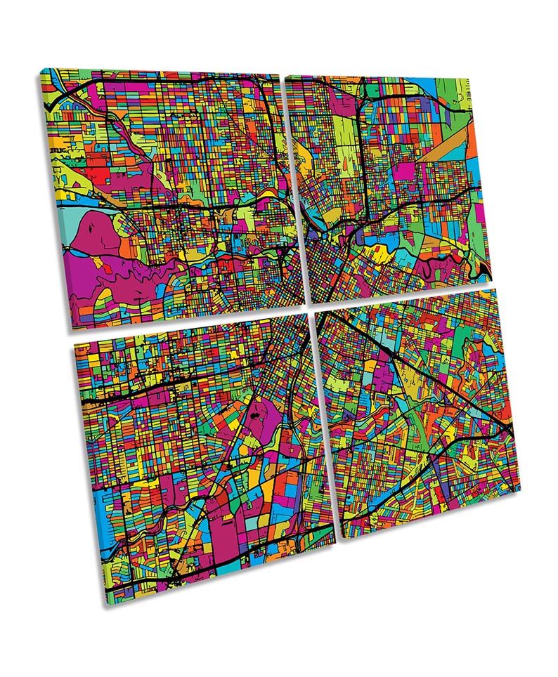 Houston City Modern Map Multi-Coloured