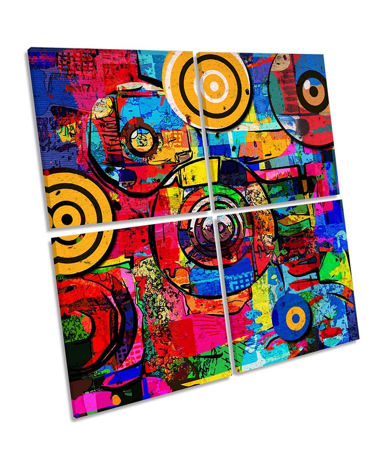 Mixed Grunge Circles Abstract Multi-Coloured