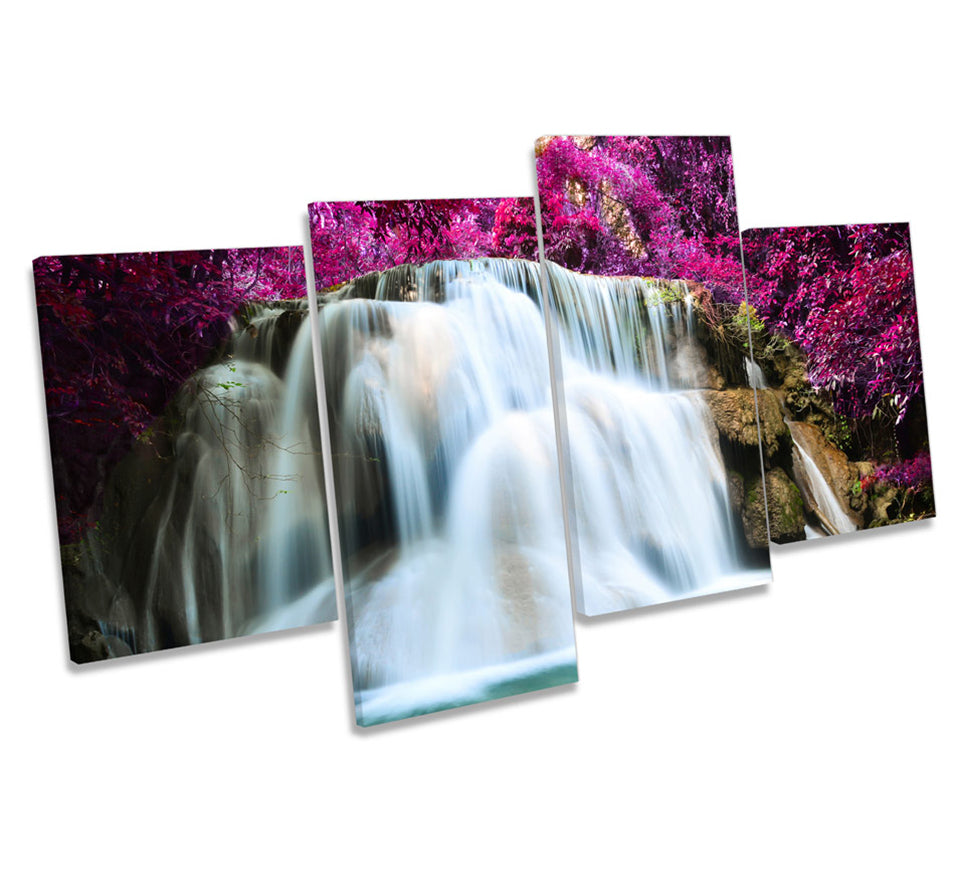 Forest Waterfall Floral Landscape