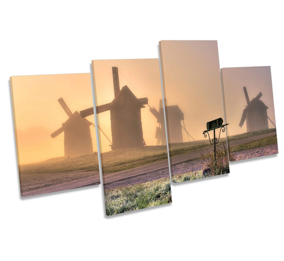 Windmills Landscape Sunset