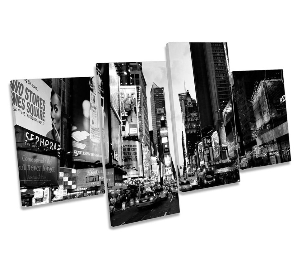 Times Square New York City Scene B&W
