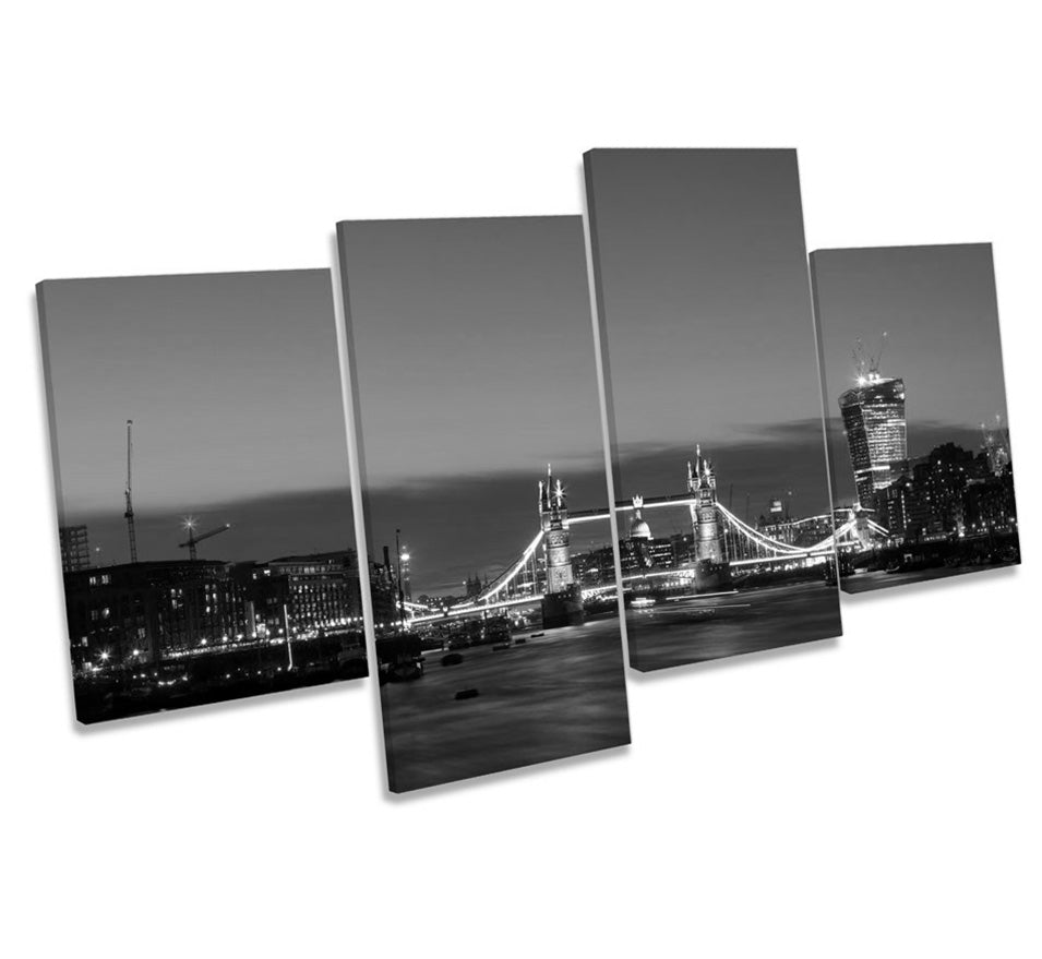 City of London Tower Bridge Skyline B&W