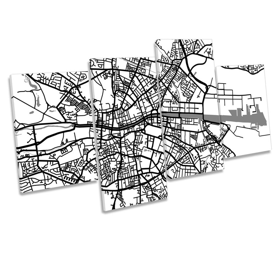 Dublin Map City Minimalistic Ireland B&W