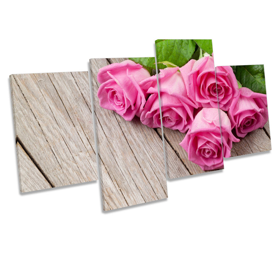 Pink Rose Flower Floorboard