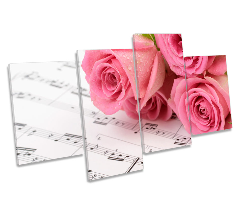 Pink Rose Flowers Music Notes