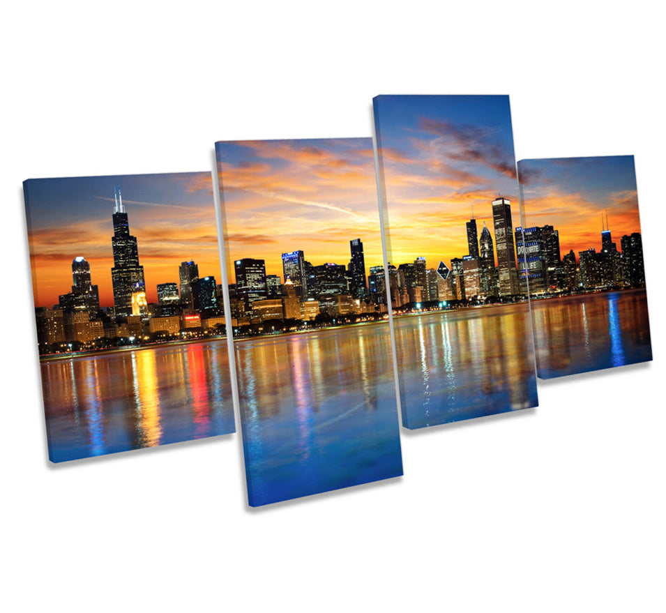 Chicago Illinois Sunset Skyline