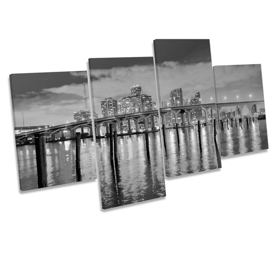 Miami Florida Skyline Sunset B&W