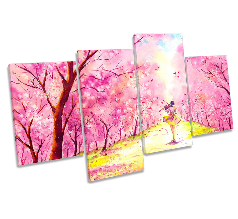 Violin Blossom Floral Trees Pink