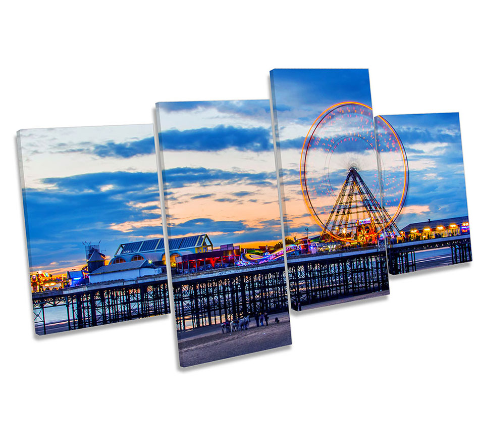 Blackpool Pier Beach Sunset Blue